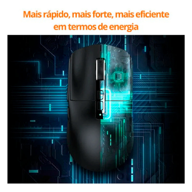 Mouse Gamer Bluetooth Sem Fio 2.4g Attack Shark PixArt Paw3395 26000 Dpi Preto X6