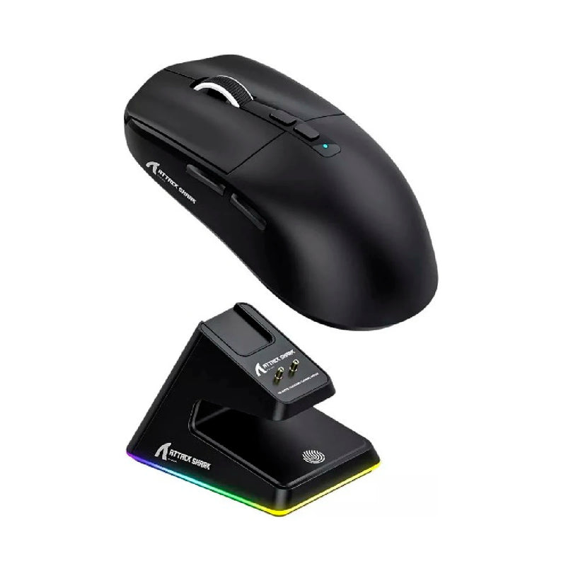 Mouse Gamer Bluetooth Sem Fio 2.4g Attack Shark PixArt Paw3395 26000 Dpi Preto X6